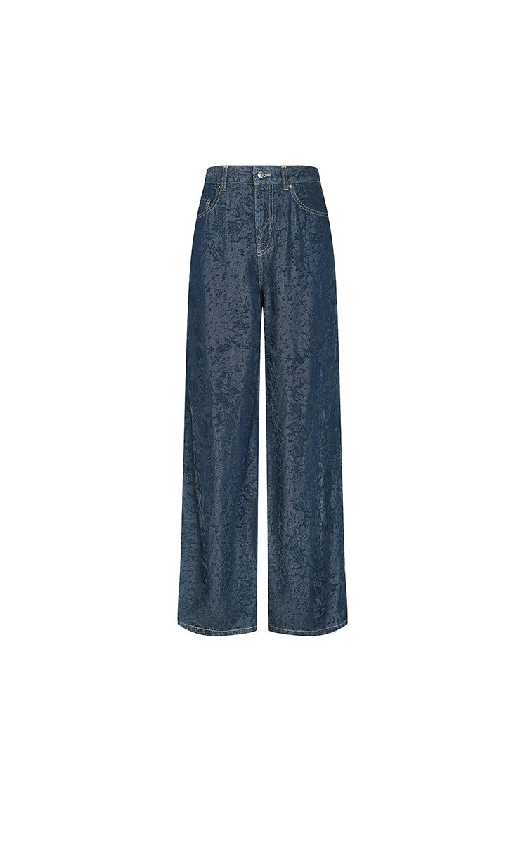 Pants /(ESG)JNBY Hand-Painted Hydrangea Wide-Leg Jeans