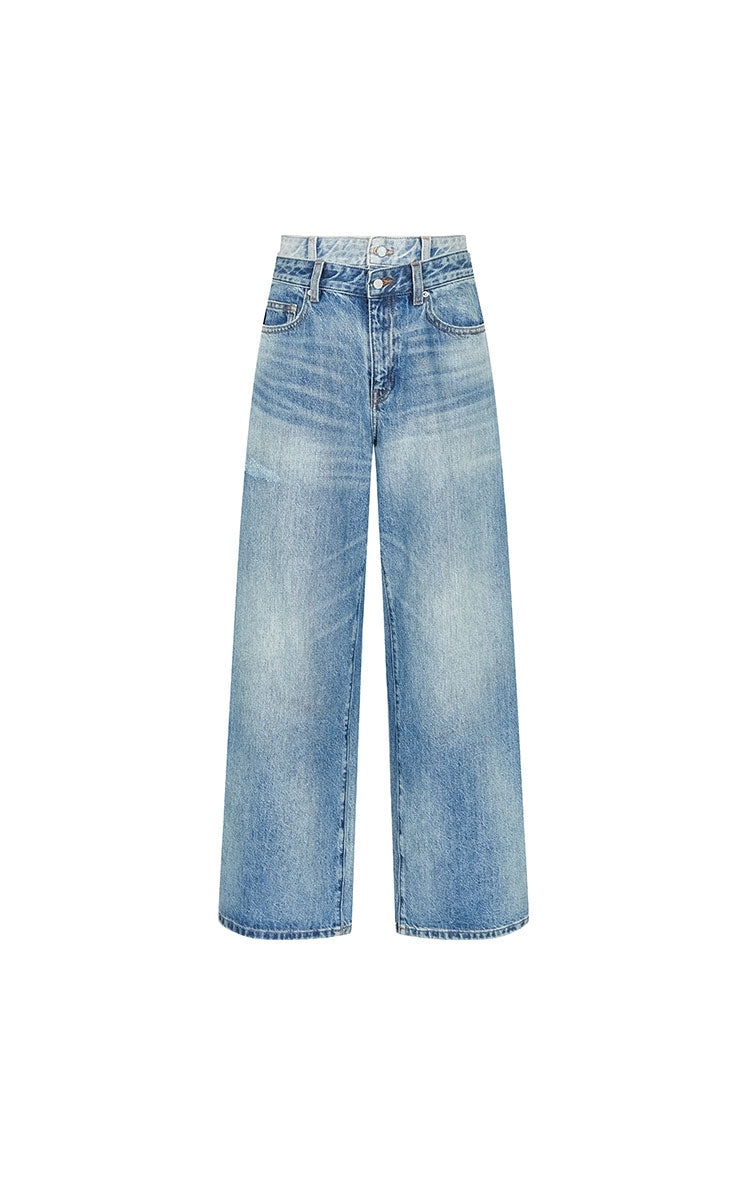 Pants / JNBY Straight-Leg Cuffed Denim Pants Blue