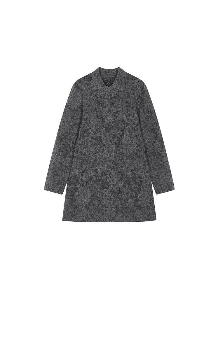 Dress / JNBY A-Line Jacquard Wool Dress Grey