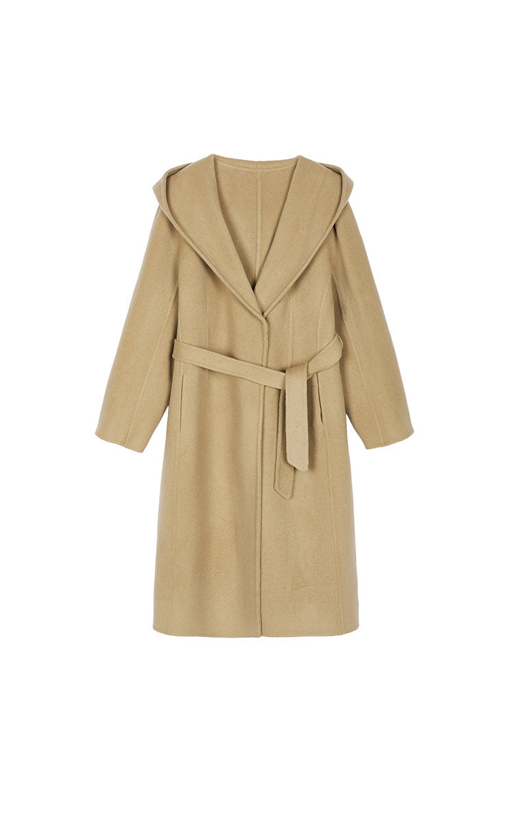 Coat / JNBY Wool Cashmere Hooded Long Coat