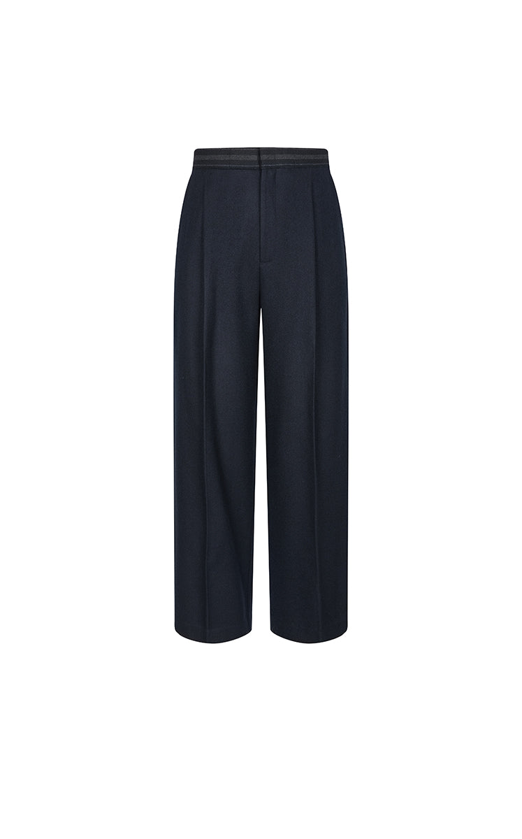 Pants / JNBY Loose Straight-Leg Wool Blend Pants Dark Blue