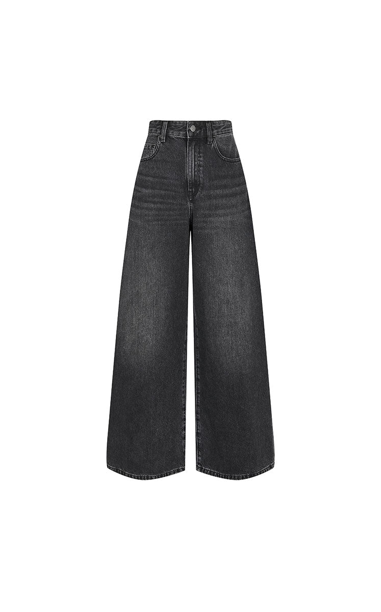 Pants / JNBY Sulfur-Dyed Wide-Leg Long Jeans Black