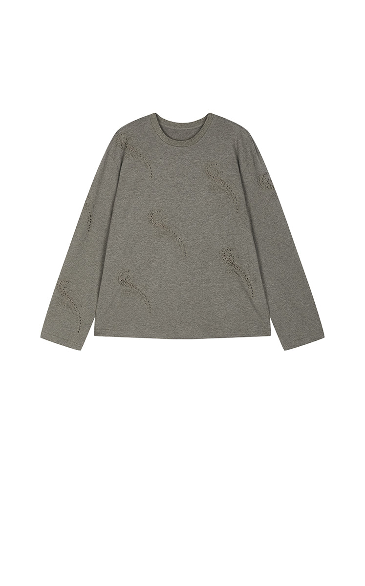 T-Shirt / JNBY Ripple Crystal Cotton Long-Sleeve Tee