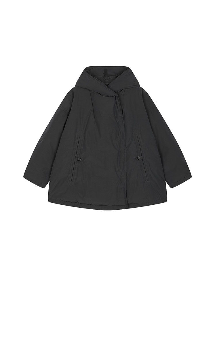 Down Coat / JNBY Oversized Cinched Hooded Down Coat Black