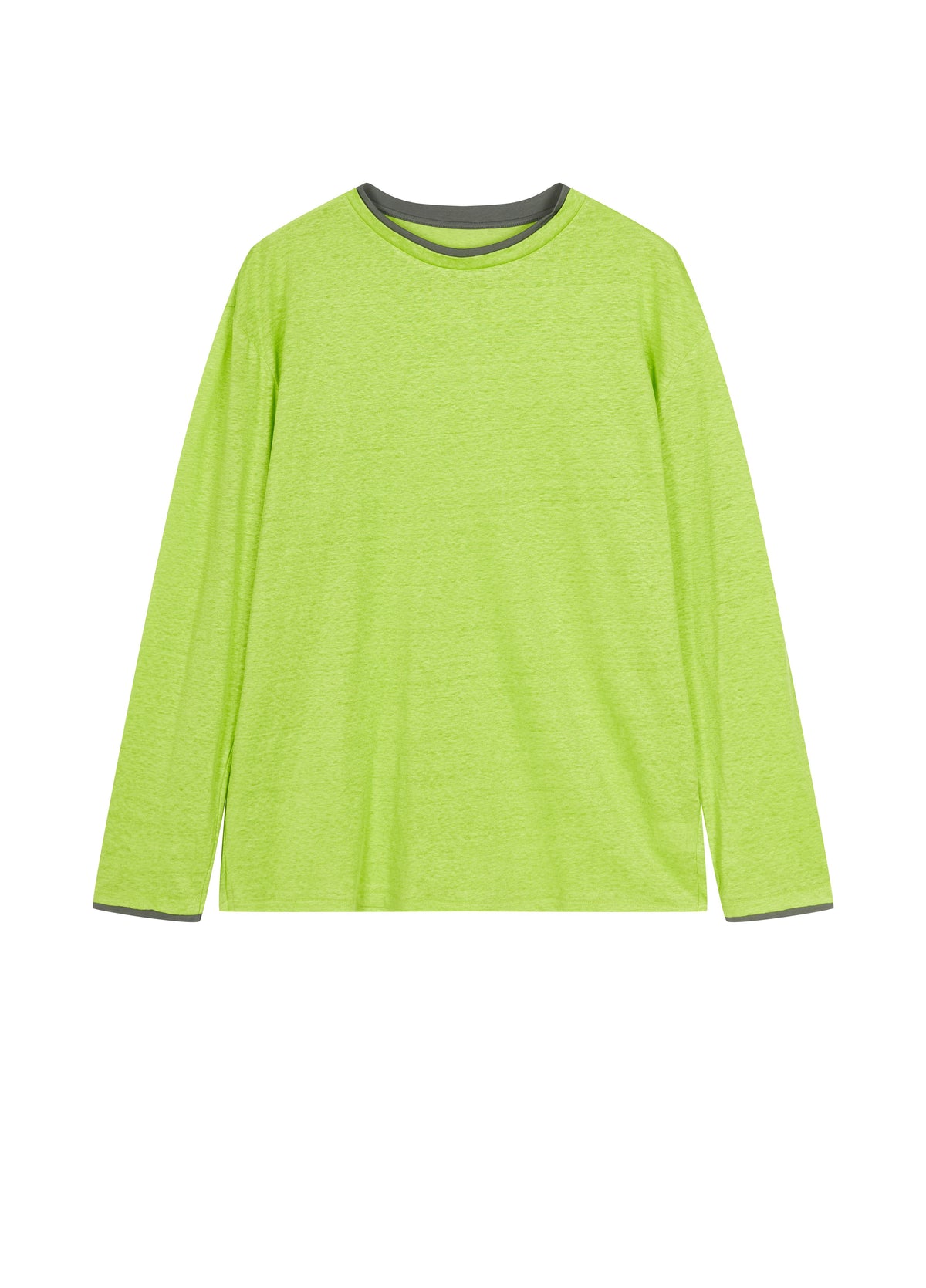 T-Shirt / JNBY Linen Silk Blend Relaxed Long Sleeve Tee Vivid Yellow-Green