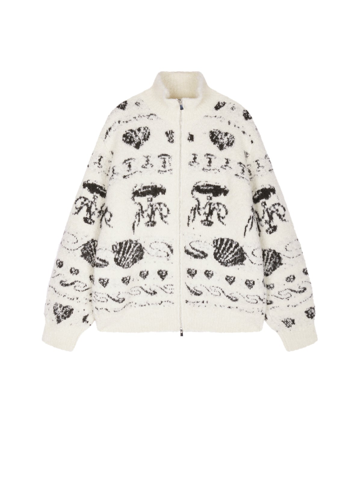 Cardigan / JNBY Alpaca Blend Jacquard Open Front Sweater
