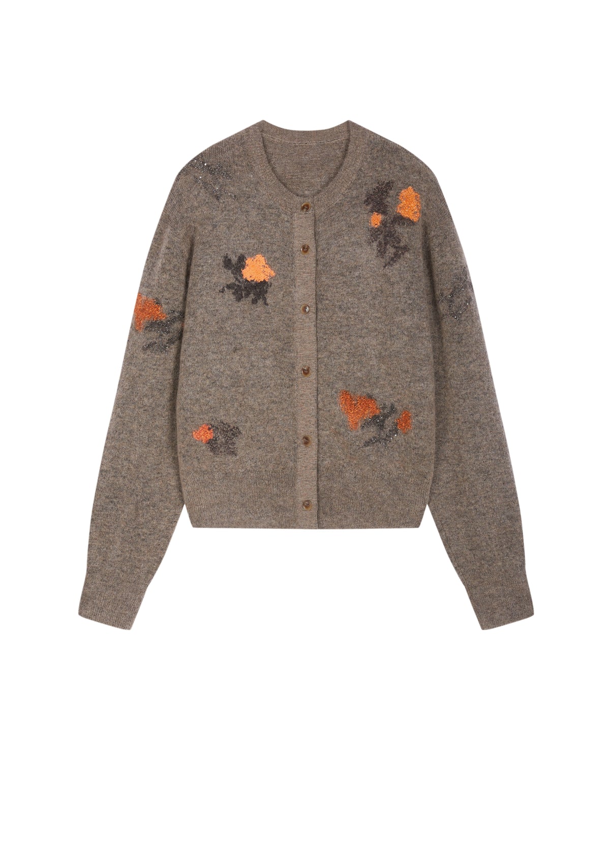 Cardigan / JNBY Mohair Blend Floral Jacqueline Short Sweater Brown-Khaki