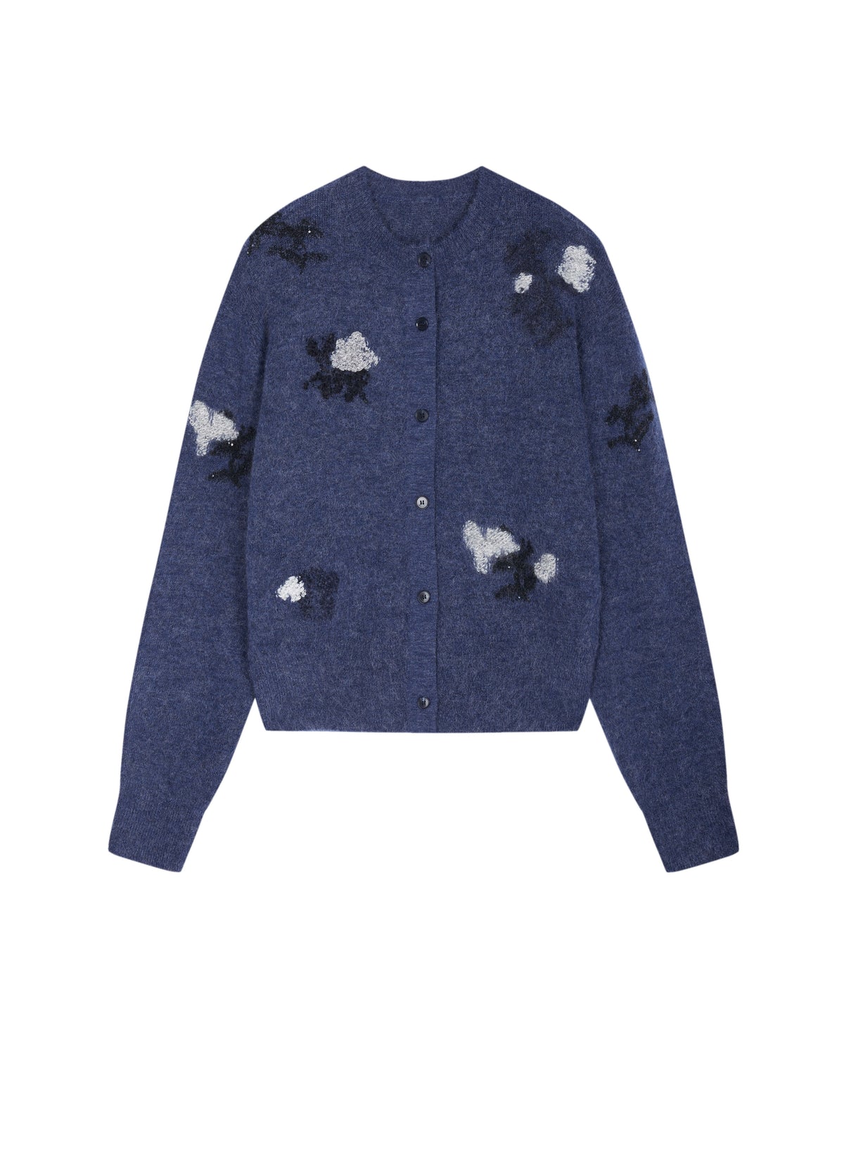 Cardigan / JNBY Mohair Blend Floral Jacqueline Short Sweater Black-Blue