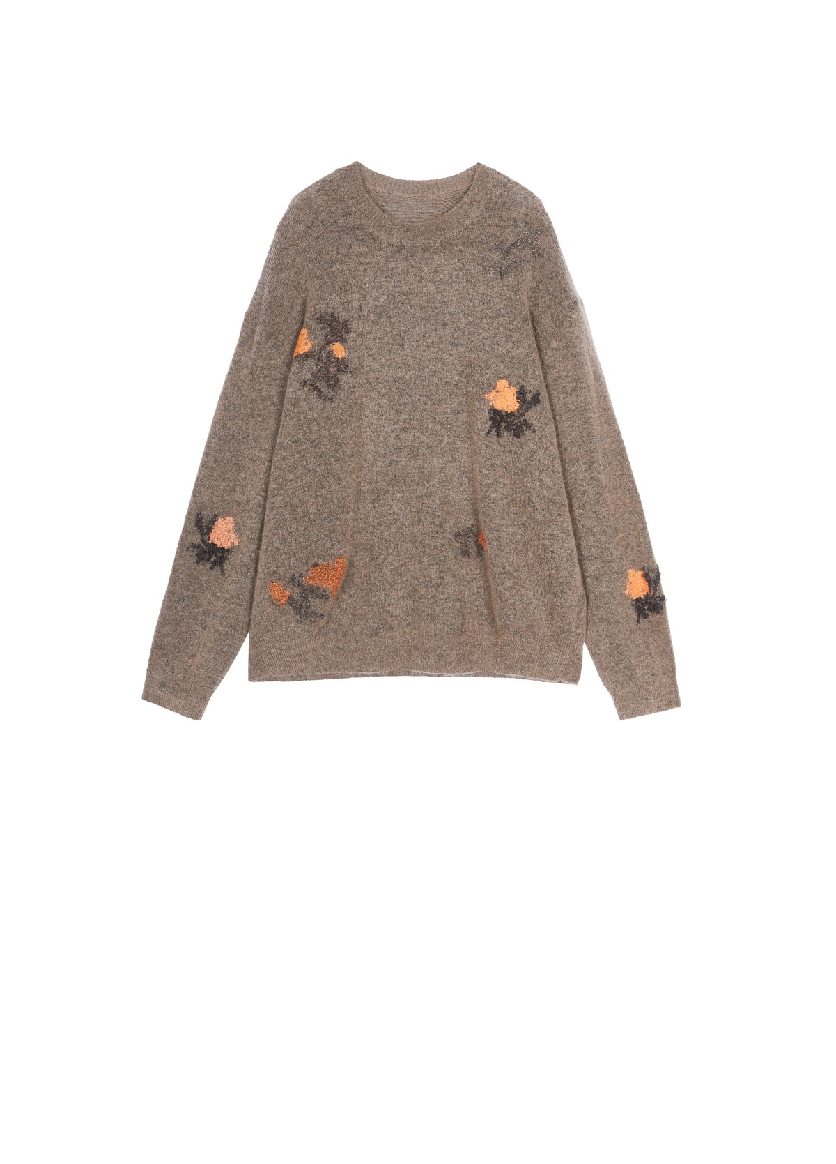 Sweater / JNBY Mohair Blend Oversized Floral Jacquard Pullover Brown-Khaki