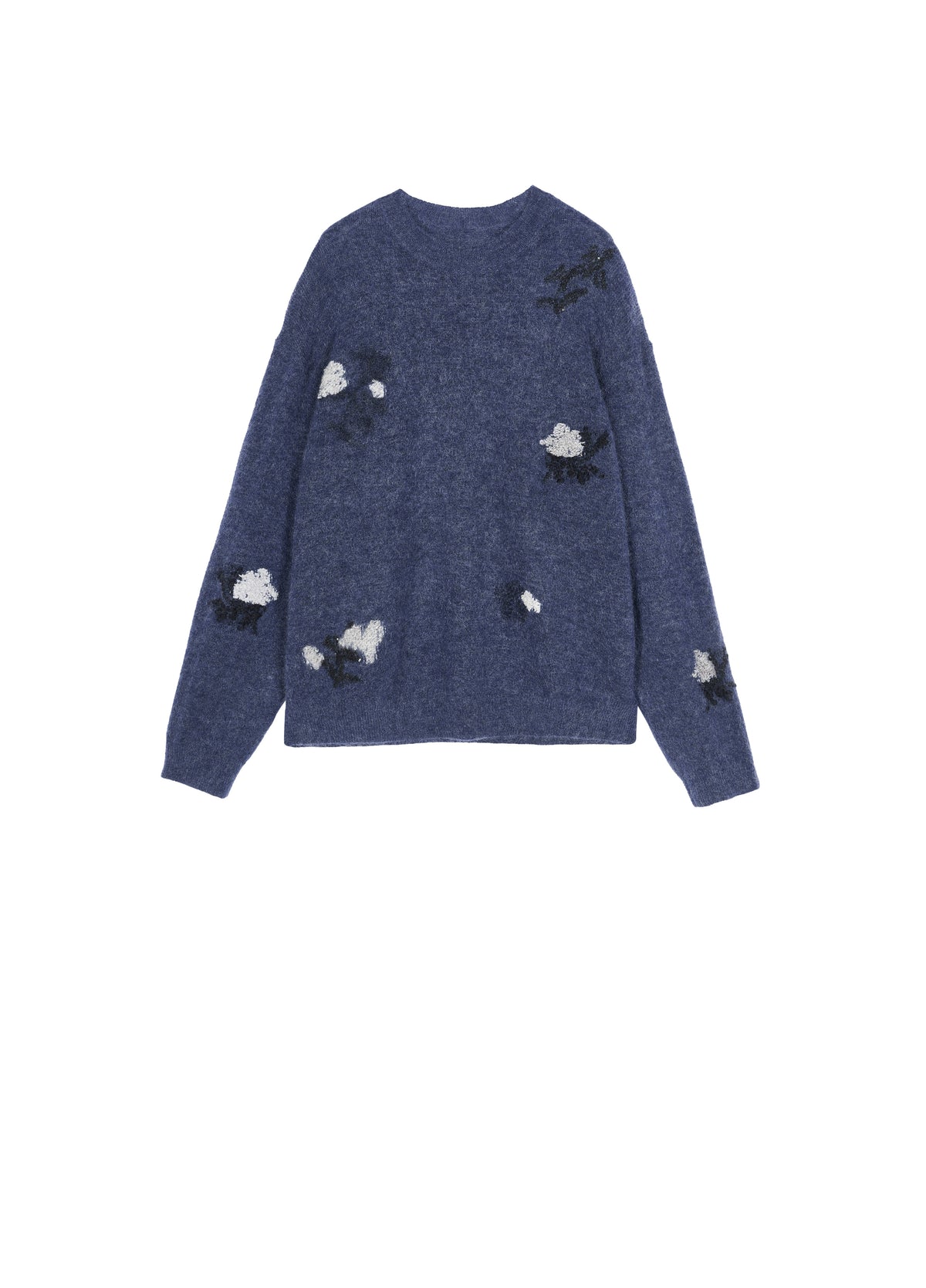 Sweater / JNBY Mohair Blend Oversized Floral Jacquard Pullover Black-Blue