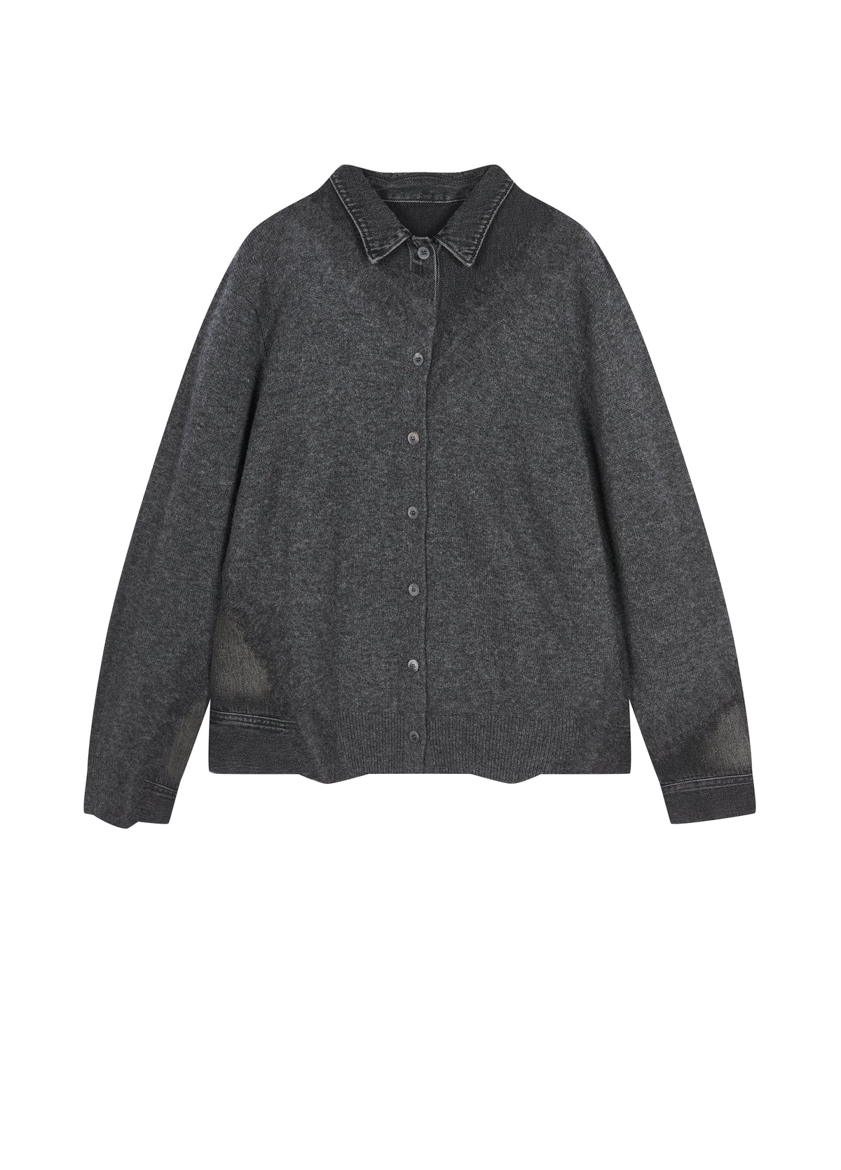 Cardigan / JNBY Wool Yak Blend Denim Patchwork Dark Grey