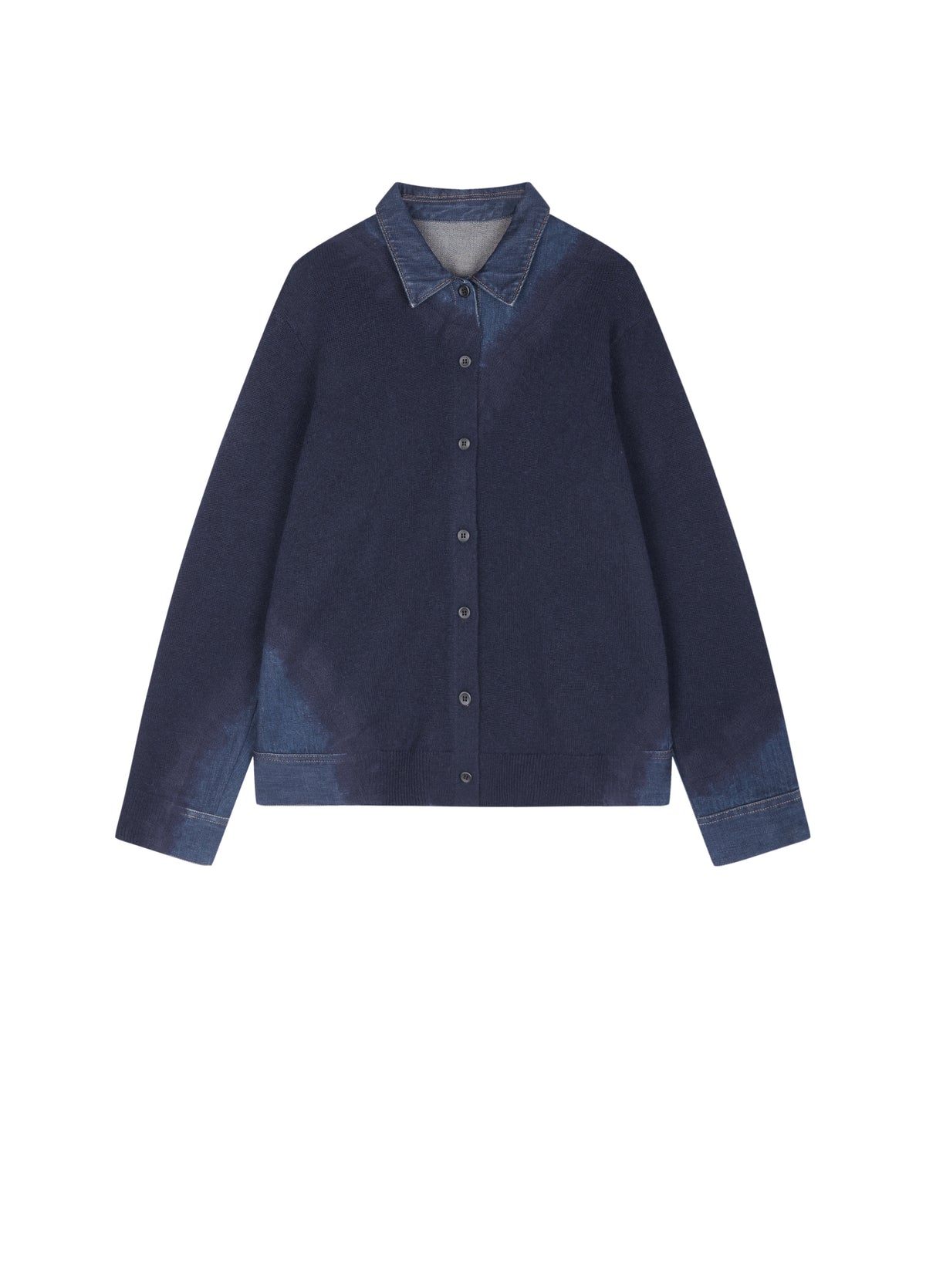 Cardigan / JNBY Wool Yak Blend Denim Patchwork