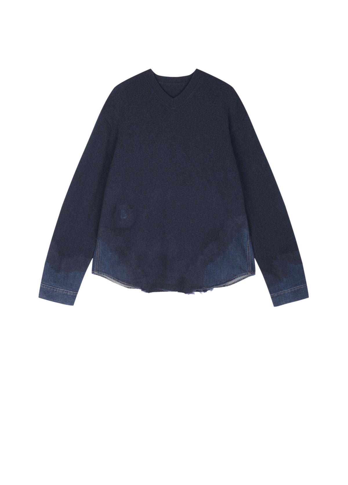 Sweater / JNBY Wool Yak Blend V-Neck Patchwork Pullover