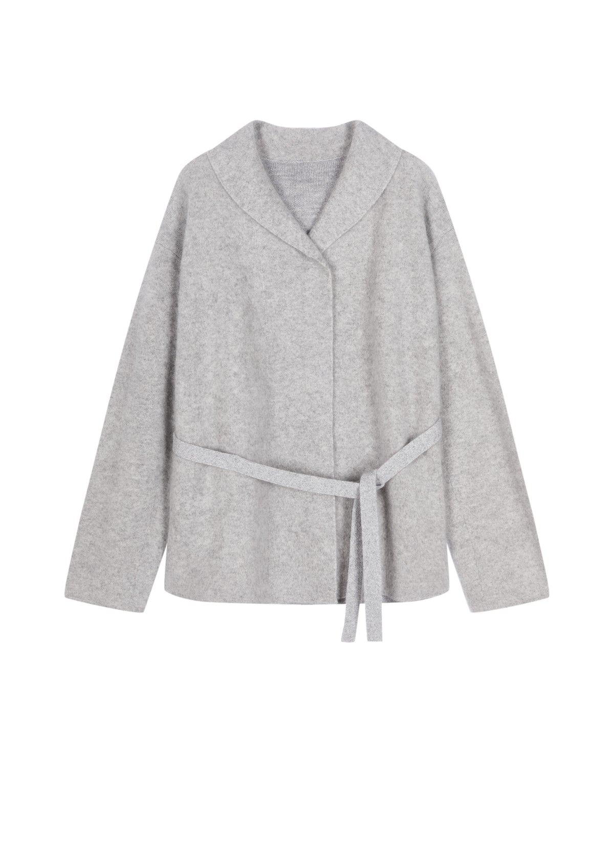 Cardigan / JNBY Wool Cashmere Blend Jacquard Open Front Sweater Light Heather Gray