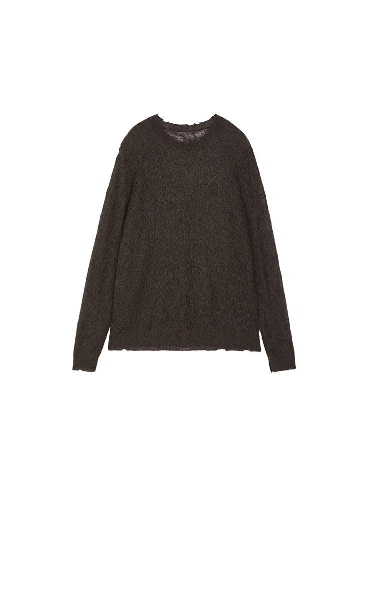 Sweater / JNBY Mixed Fiber Floral Oversized Pullover Brown