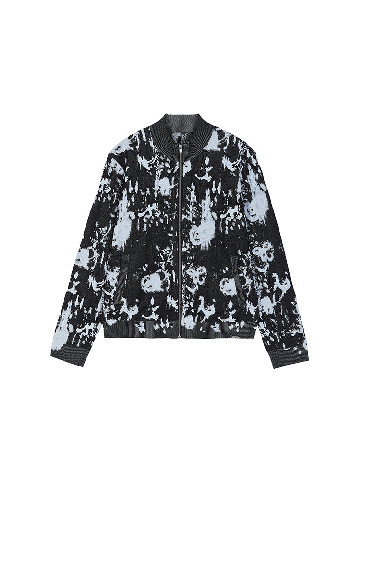 Sweater / JNBY Floral Pattern Short T-Shape Cardigan Black-Blue
