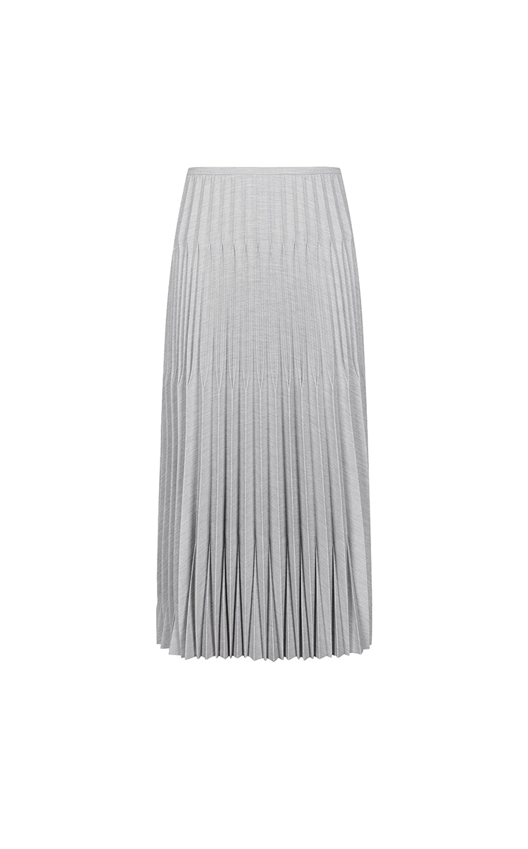 Skirt / JNBY Geometric Pleated A-Line Long Skirt Light Grey