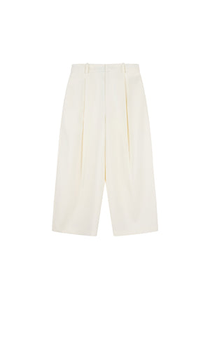 Pants / JNBY Pleated Luxe Cropped Pants White