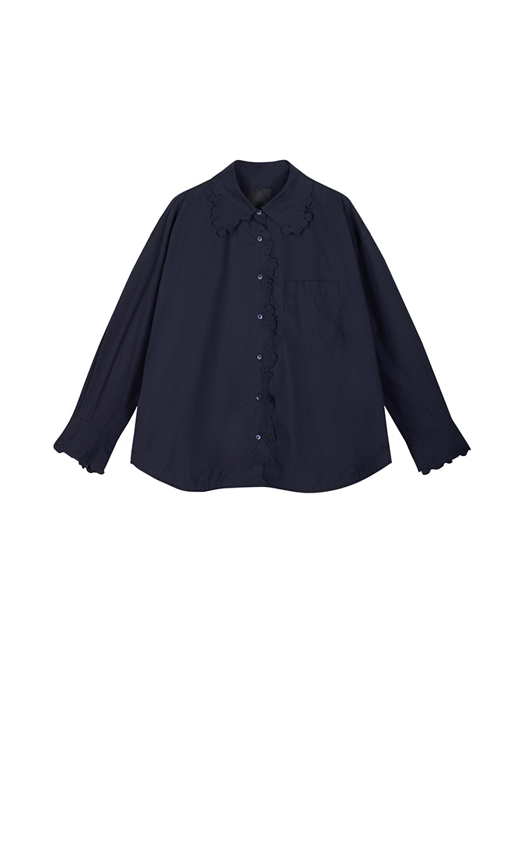 Shirt / JNBY Floral Forest Embroidered Shirt Dark Blue