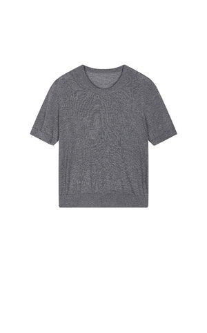 Sweater / JNBY Lyocell Wool Cropped Short Slevees Sweater Smoke Grey Marl
