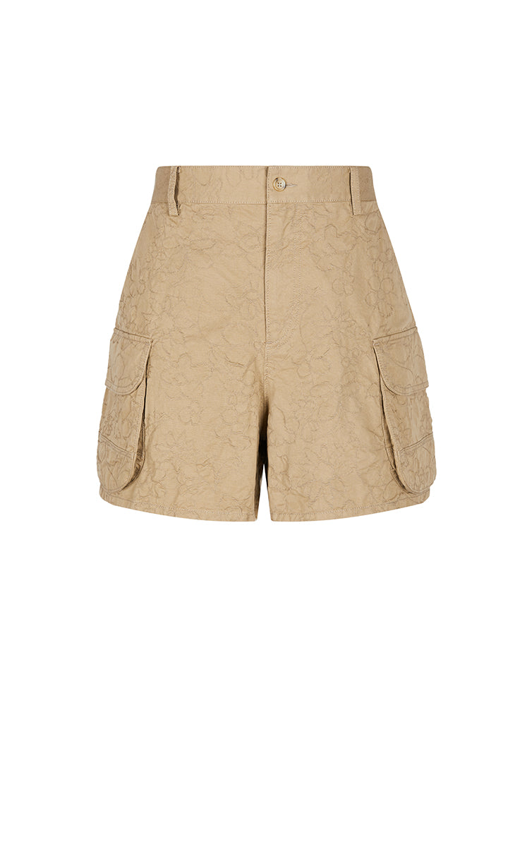 Pants / JNBY Embroidered Floral A-Line Shorts Classic Khaki
