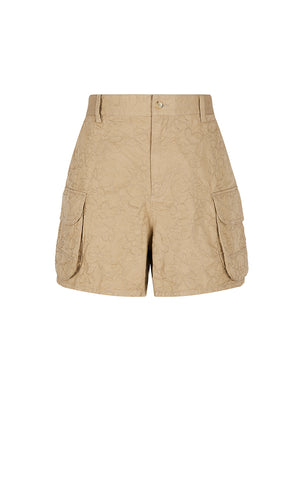 Pants / JNBY Embroidered Floral A-Line Shorts Classic Khaki