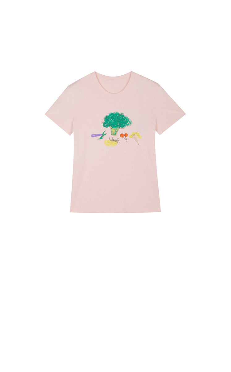 T-Shirt / JNBY Vegetable Print Cotton T-Shirt Light Pink