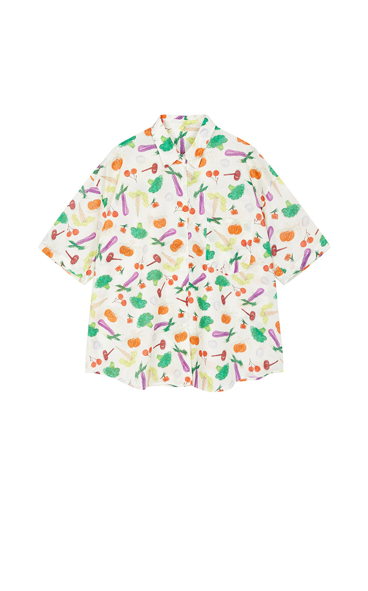 Shirt / JNBY Printed Cotton Short Sleeve Shirt Multi Color