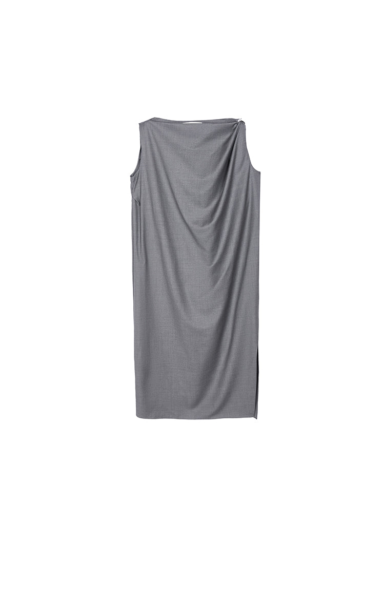 Dress / JNBY Wool Silk Draped Sleeveless Dress Mid Grey Marl
