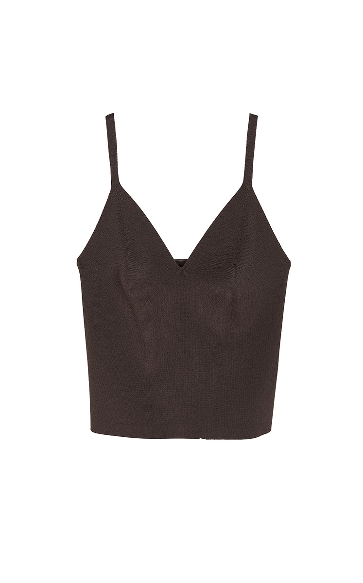 Knit Top / JNBY V-Neck Slim Knit Camisole Dark Brown