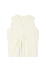 Knit Top / JNBY Deep V Cotton Blend Folded Waist Slim Vest