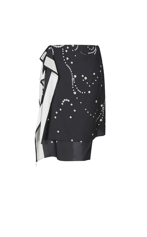 JNBY Pearl Print Wrap Effect Waist Skirt - Black White Assortment -2