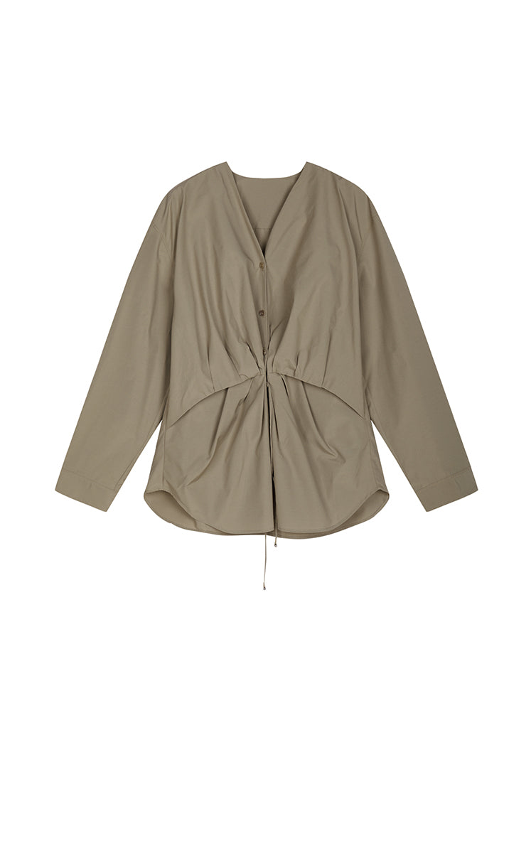 Shirt / JNBY Relaxed Fit Tie-Waist Long Sleeve Blouse