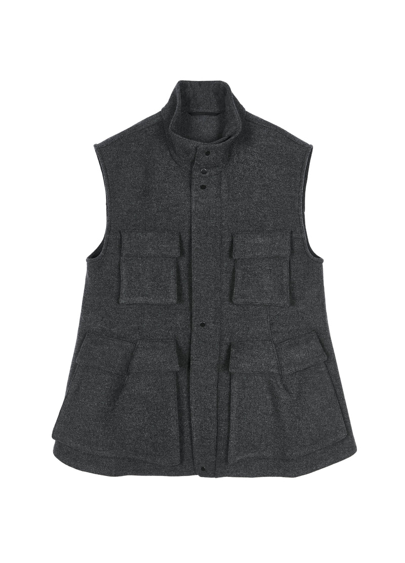 Vest / JNBY Wool Melton Stand Collar Sleeveless Vest