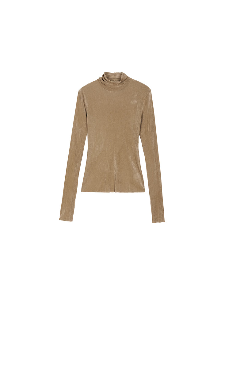 T-Shirt / JNBY Slim-Fit Velvet Long-Sleeve T-Shirt Yellow Brown