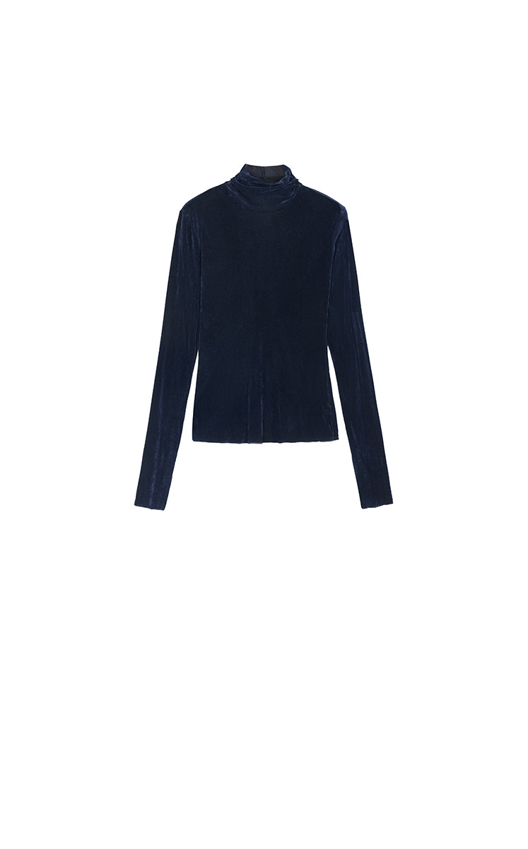 T-Shirt / JNBY Slim-Fit Velvet Long-Sleeve T-Shirt Dark Blue