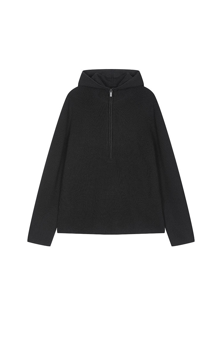 Sweater / JNBY Loose Quarter-Zip Wool Hoodie