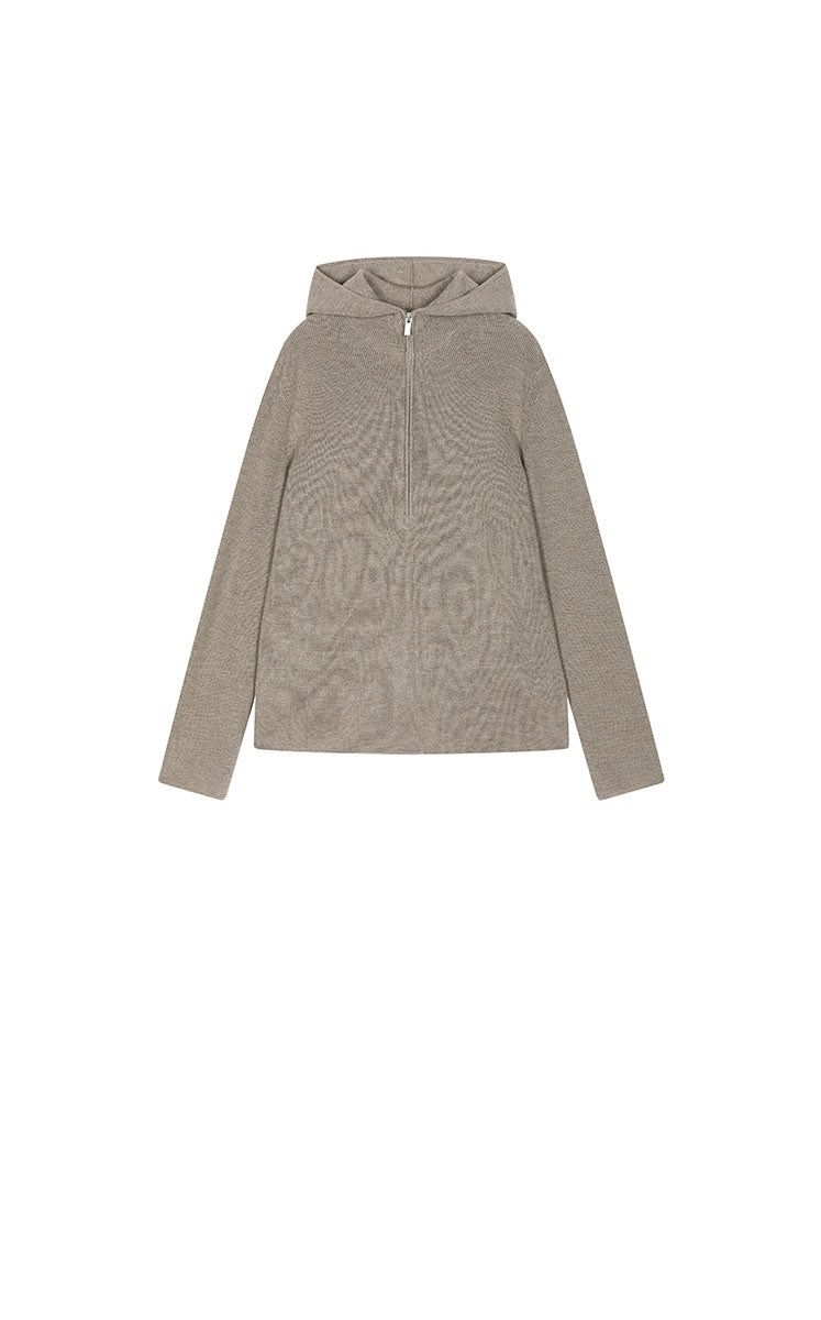 Sweater / JNBY Loose Quarter-Zip Wool Hoodie