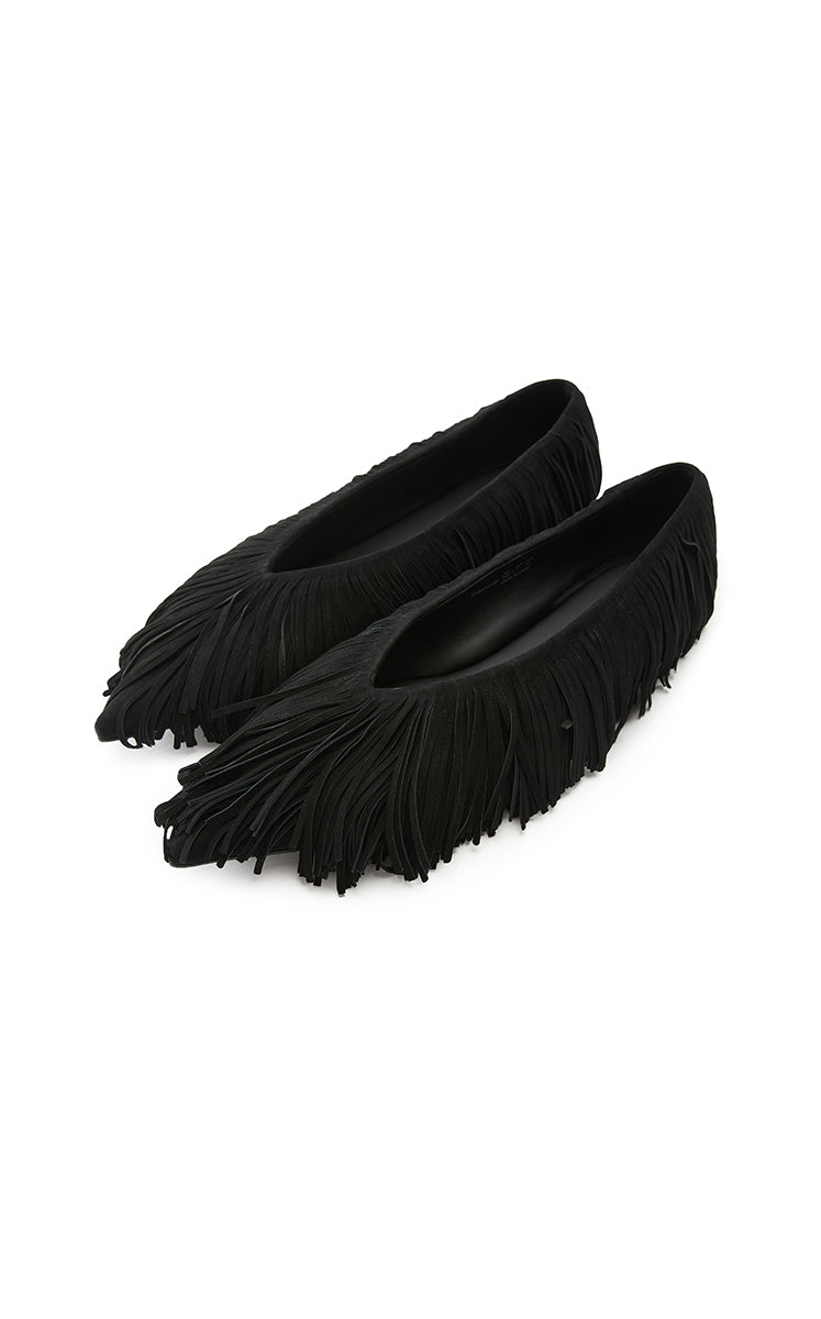 Shoes / JNBY Suede Fringe Flats Black
