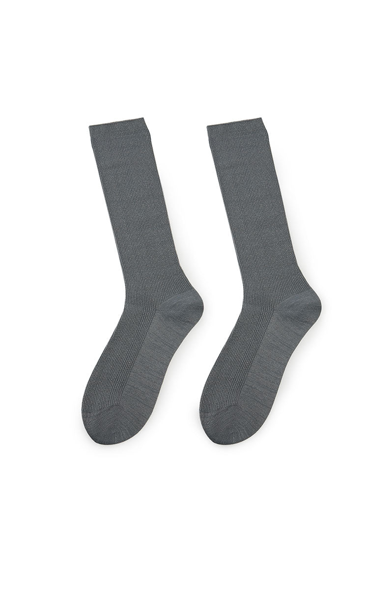 Socks / JNBY Mid-Calf Sheer Stripe Socks Grey M
