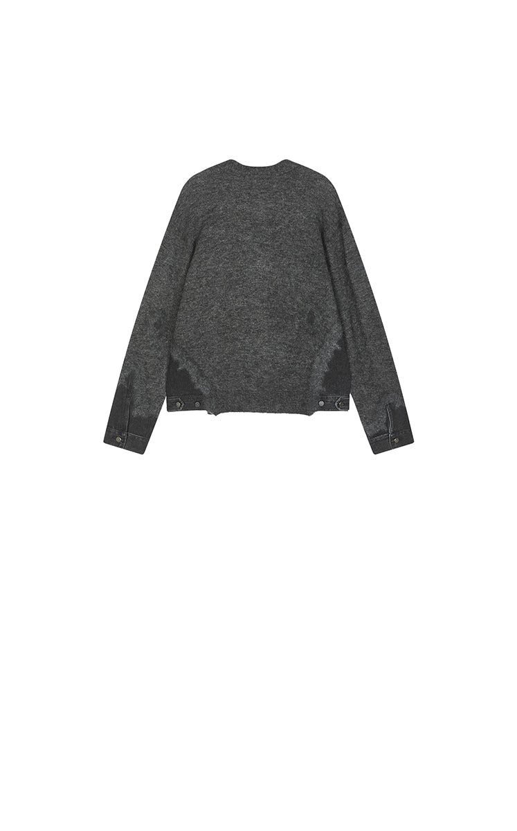 Sweater / JNBY O-Shape Knitted Denim Panel Cardigan