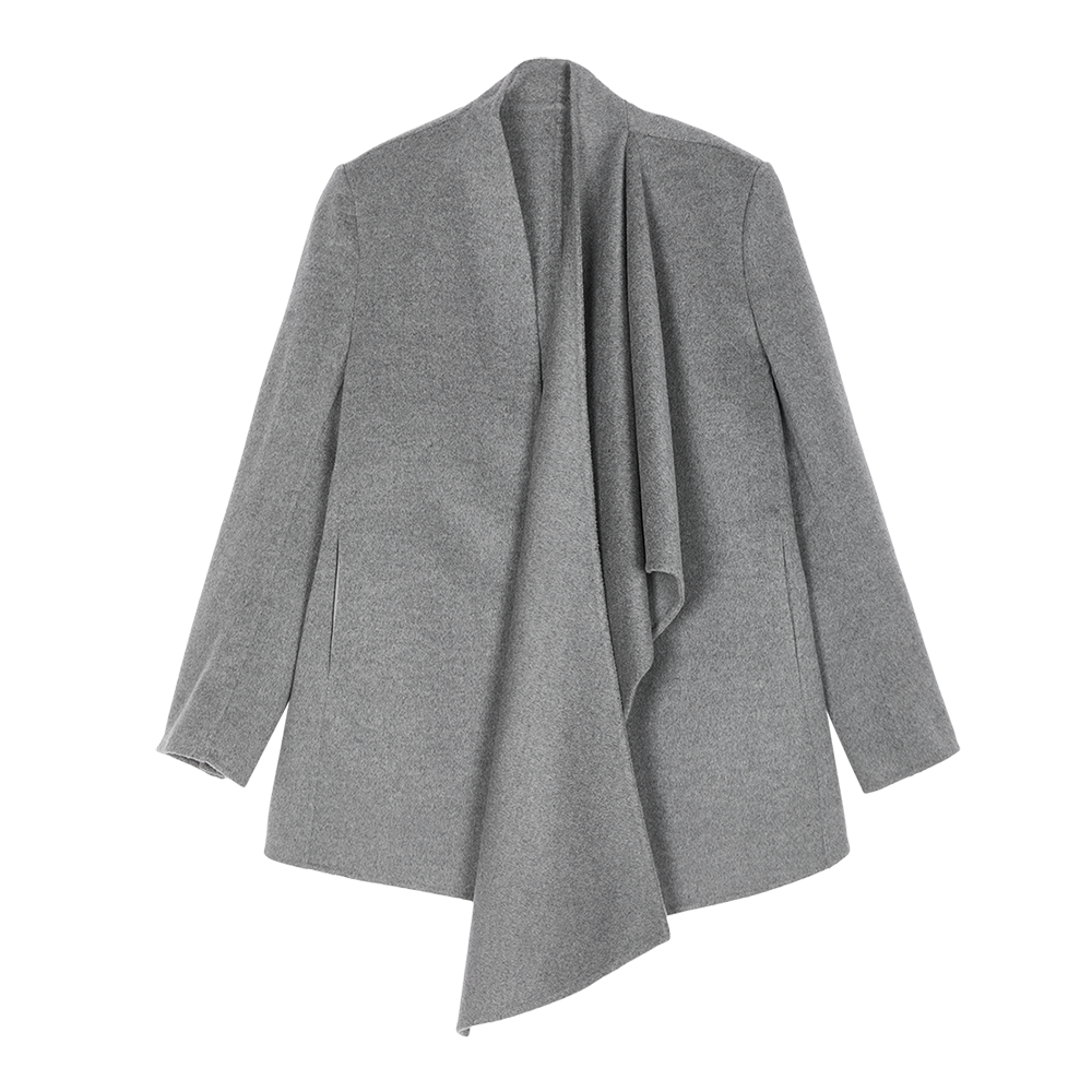 Coat / JNBY Loose Cashmere Wool Wrap Coat Grey