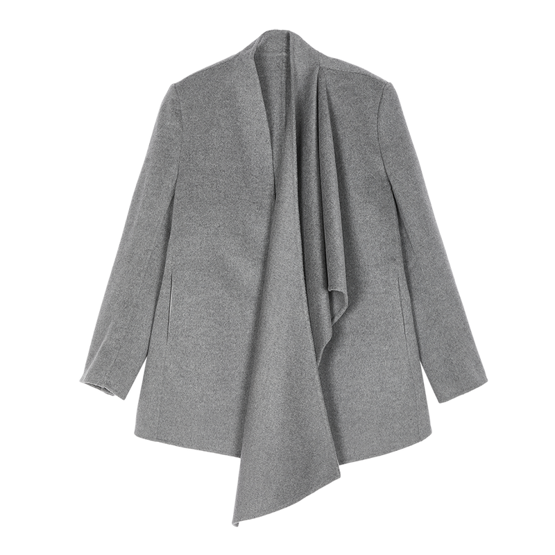 Coat / JNBY Loose Cashmere Wool Wrap Coat Grey