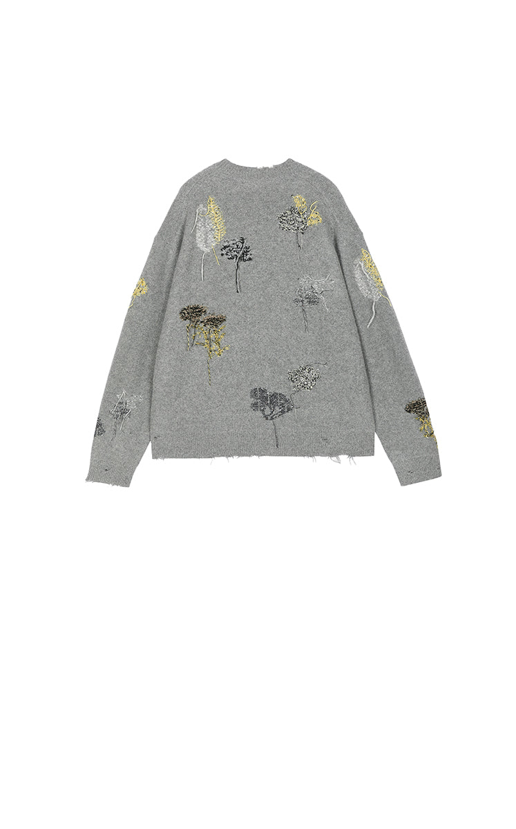 Sweater / JNBY Oversized Wool-Blend Botanical Pullover