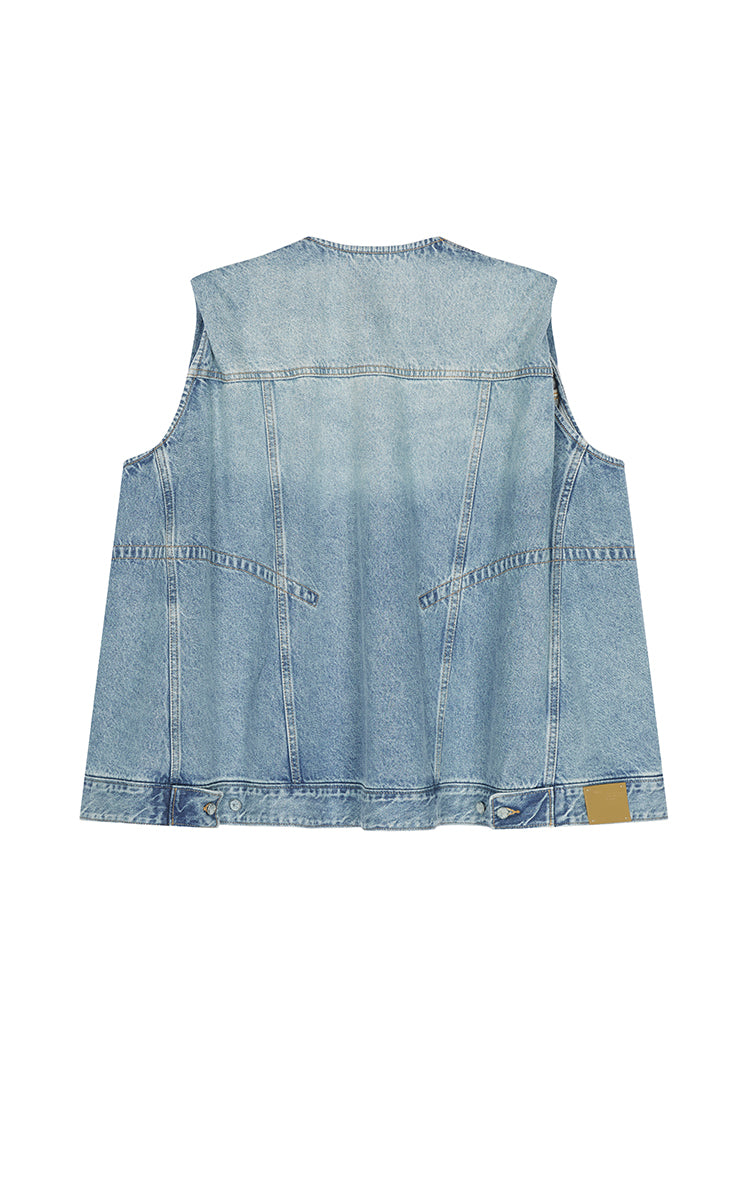 Vest / JNBY Oversized Cotton Drawstring Denim Vest