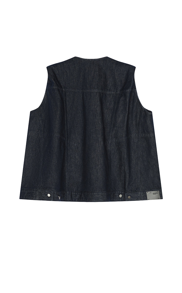 Vest / JNBY Oversized Cotton Drawstring Denim Vest