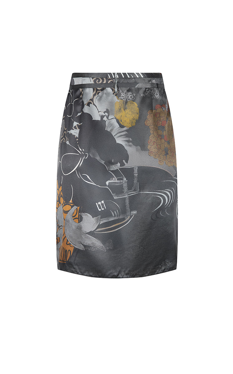 Skirt / JNBY Silk-Blend Printed Midi Skirt