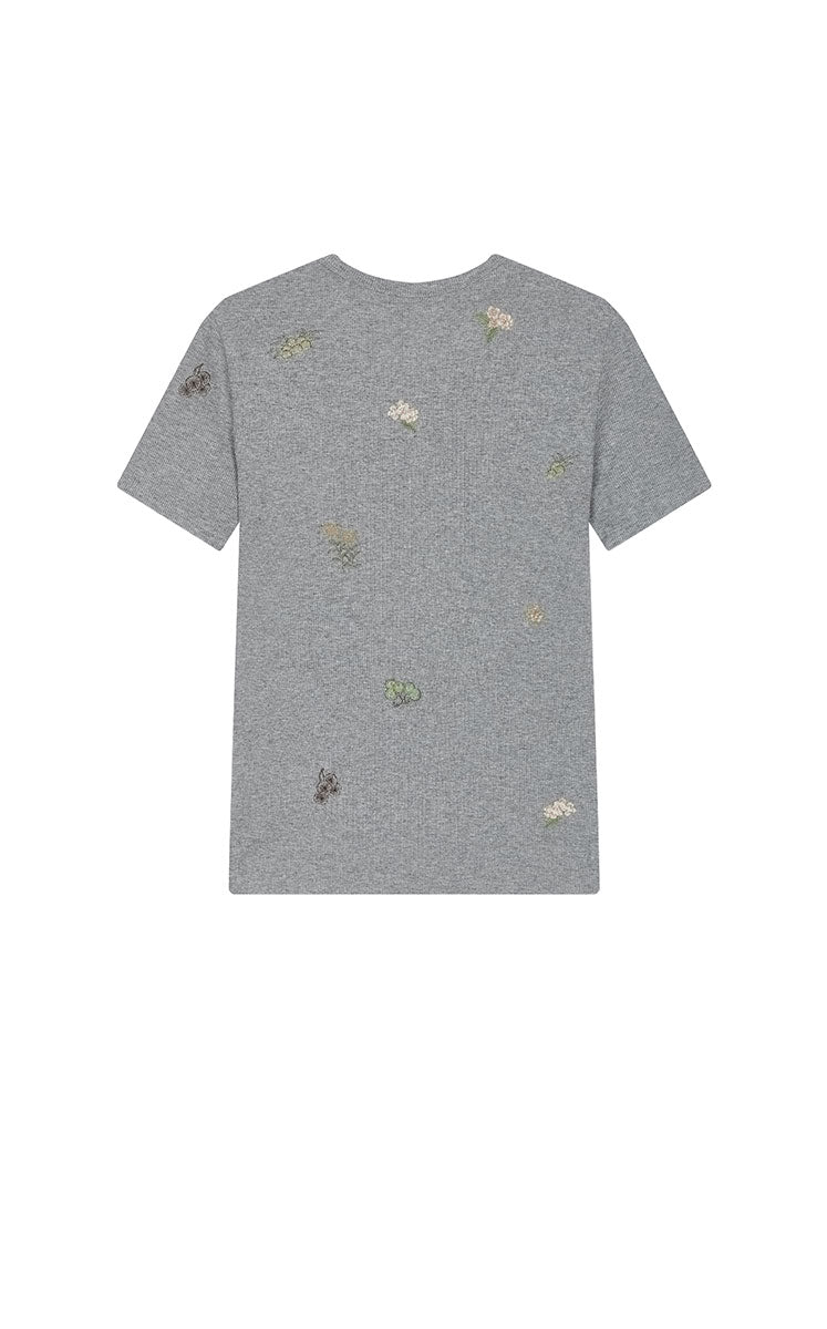 T-Shirt / JNBY Floral Embroidery Slim Fit Tee