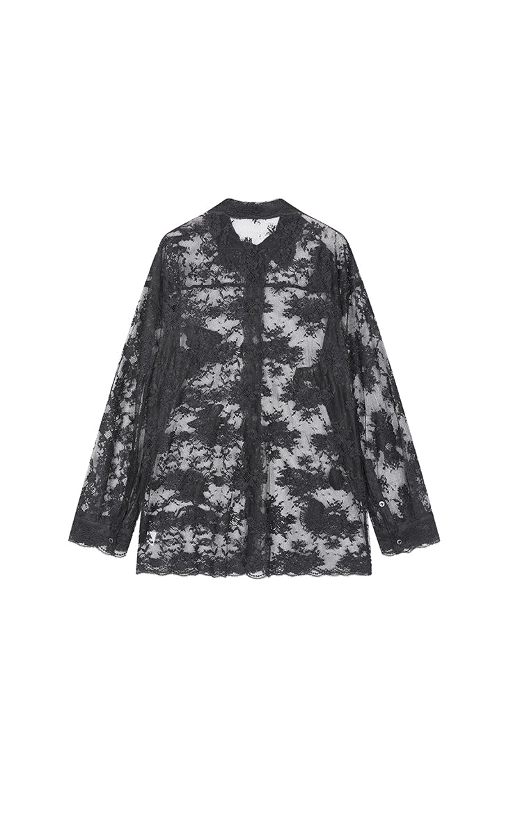 Shirt / JNBY Lace Floral Sheer Blouse