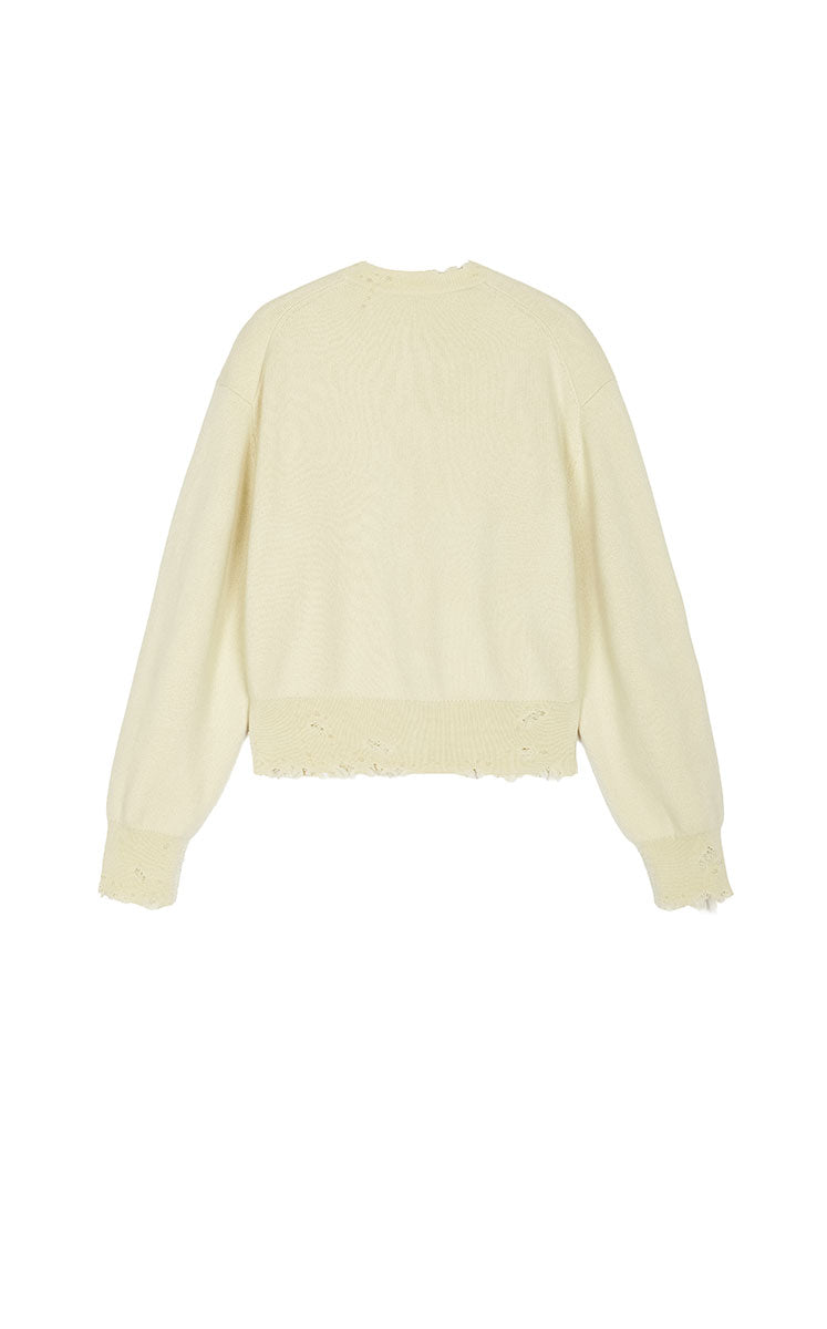 Sweater / JNBY Beaded Trim Cashmere-Wool Blend Cardigan